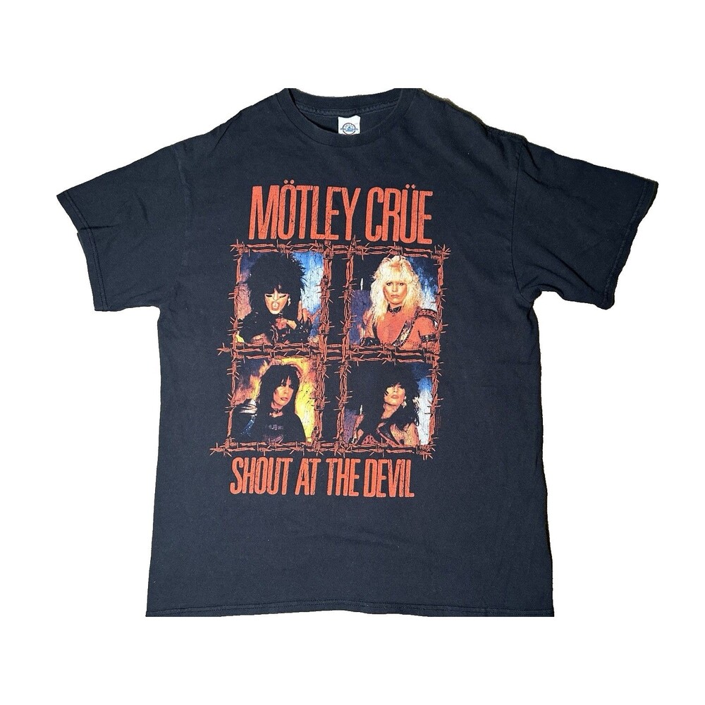 Mötley Crüe Shout At The Devil Black Graphic T-Shirt Rock & Pop Size L